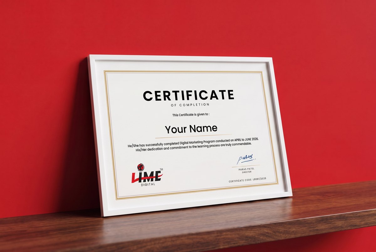 Lime Digital Institute digital marketing certificate of completion
